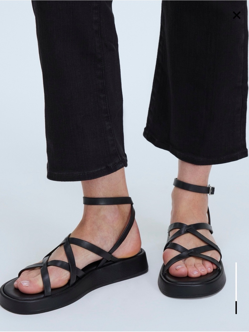Madewell Black Strappy Ankle-Wrap Platform Sandals